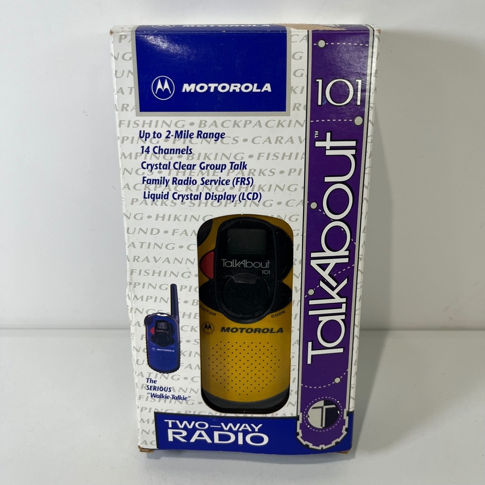 Vintage Motorola TalkAbout 101 Two Way Radio Yellow Black‎ 14 Channel FRS New
